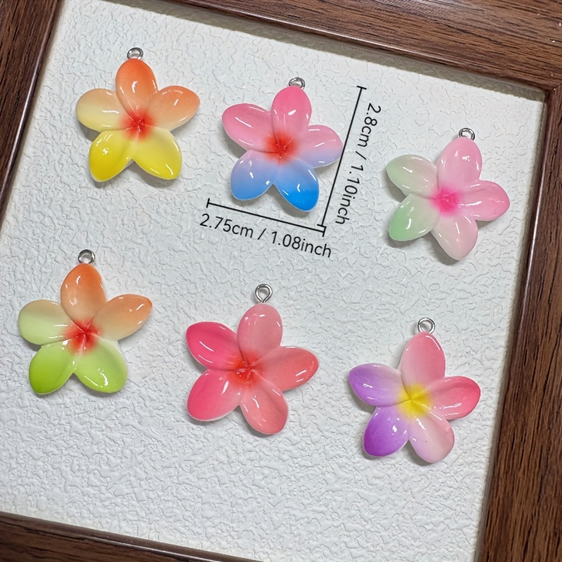 12pcs Multicolor Flower Resin Pendants for DIY Jewellery Making
